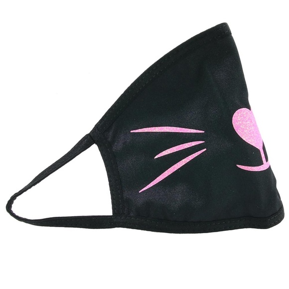 Ella Etc Kitty Love Glitter Cat Face Mask | Black Fashion Mask - Picture 2 of 6